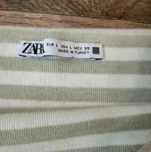 Zara Gray & White Striped Bodycon Dress Size Large - Picture 4 of 4